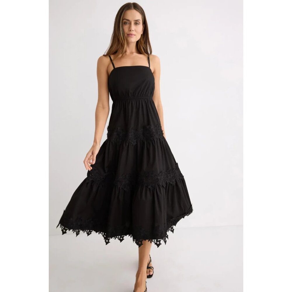 Jason Wu Lace Tiered Cotton Eyelet Midi Dress – Size L (Retail $410)